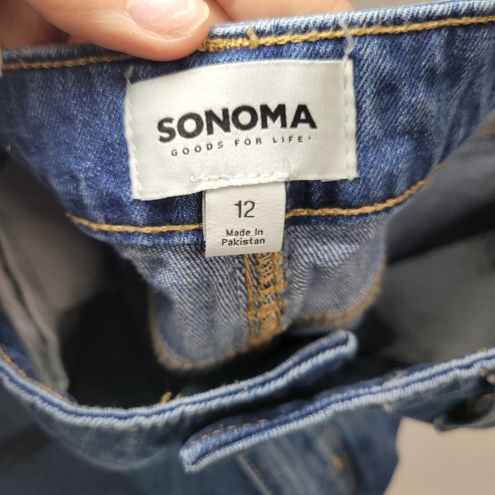 Sonoma Goods For Life Womens Blue Jeans High Rise Raw Hem Size 12 - Picture 3 of 4